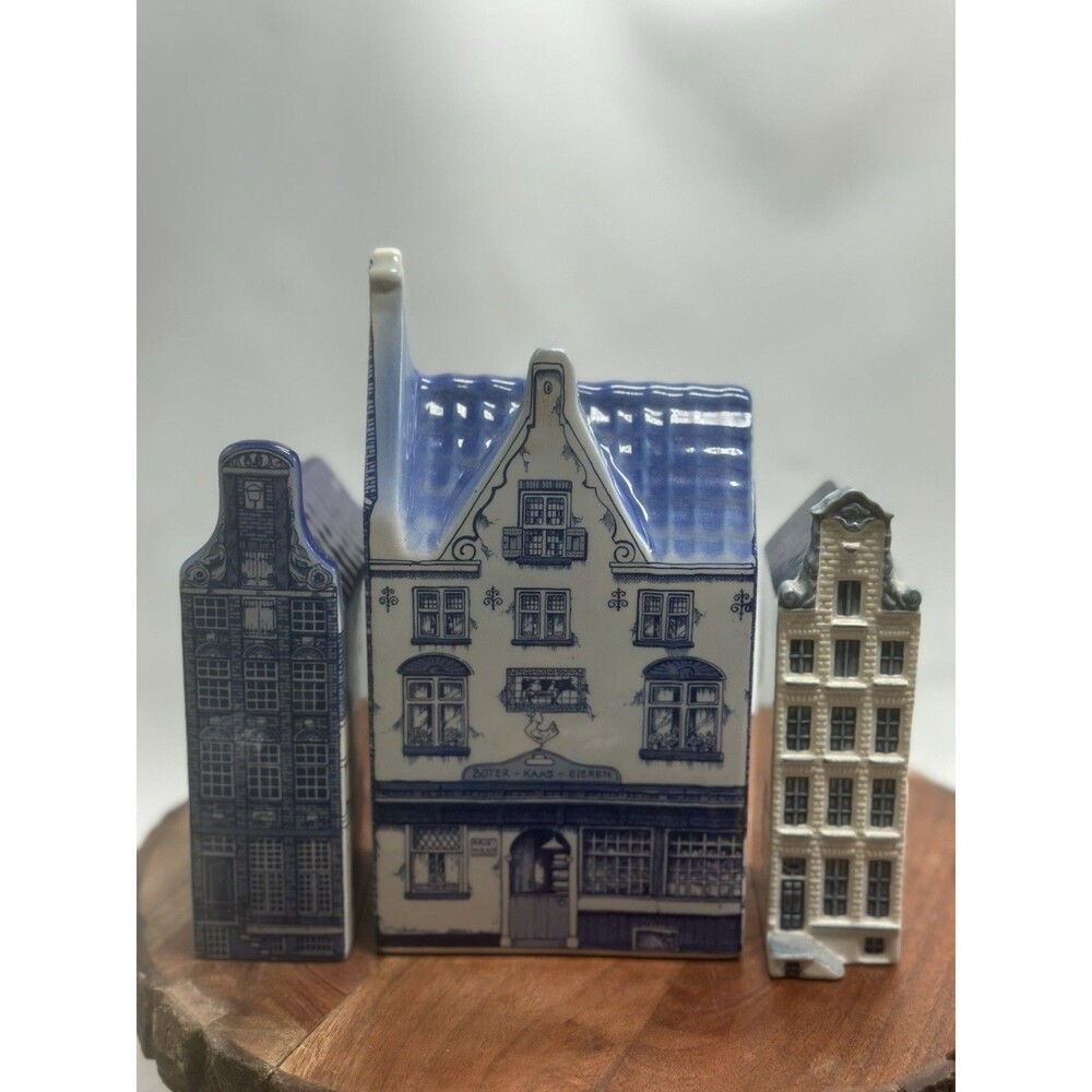 Blue Delft Miniature Houses Holland 3 Separate Empty